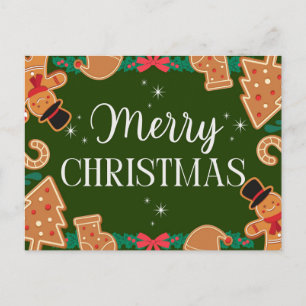 Cartes Pour Fêtes Annuelles Joyeux Noël au pain d'épice vert
