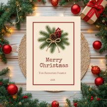 Joyeux Noël au Pin rustique et Evergreen