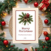 Joyeux Noël au Pin rustique et Evergreen