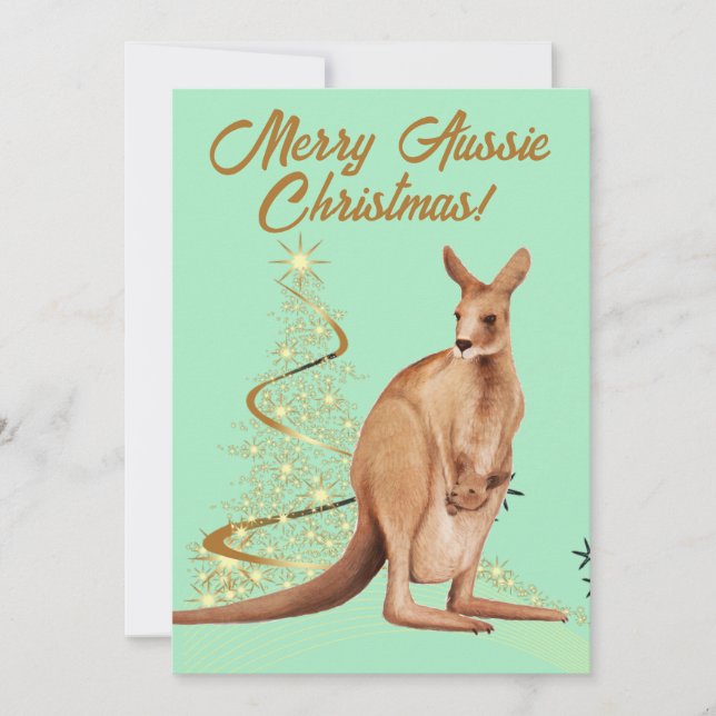 Cartes Pour Fêtes Annuelles Joyeux Noël australien Kangaroo (Devant)