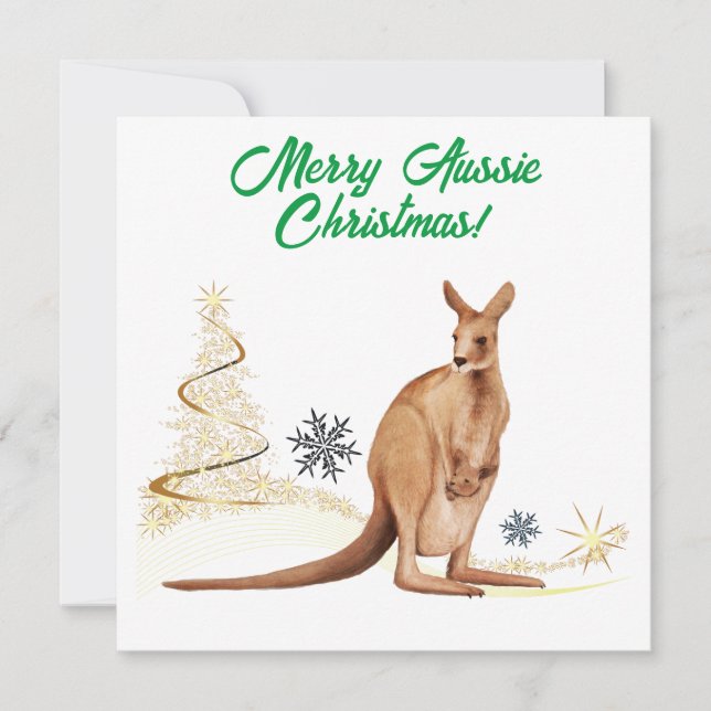 Cartes Pour Fêtes Annuelles Joyeux Noël australien Kangaroo (Devant)