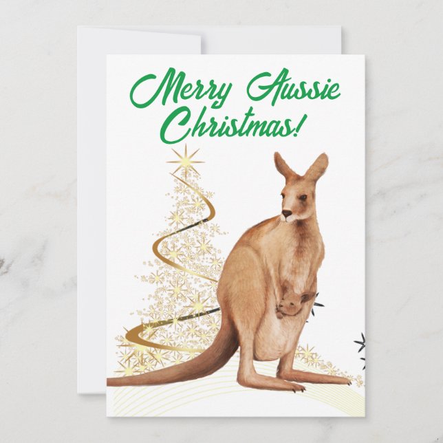 Cartes Pour Fêtes Annuelles Joyeux Noël australien Kangaroo (Devant)