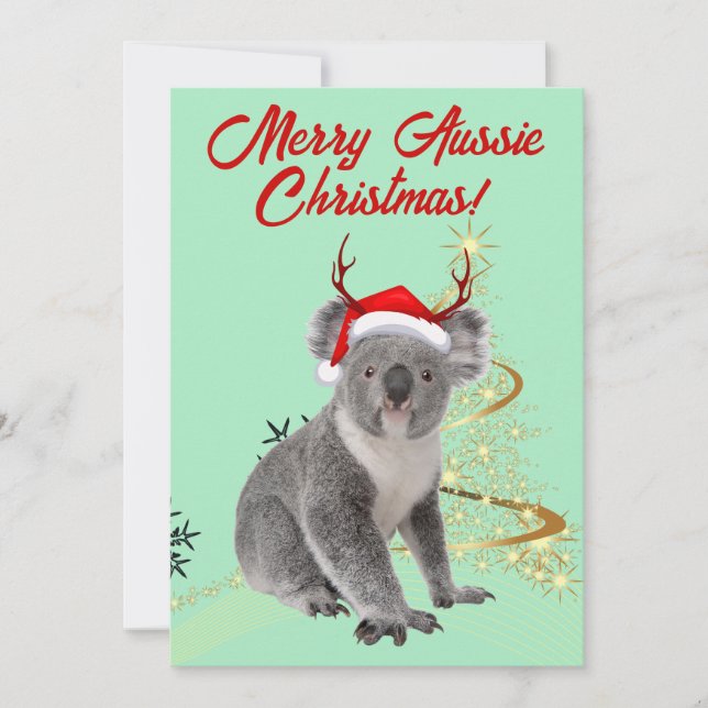Cartes Pour Fêtes Annuelles Joyeux Noël australien ours koala  (Devant)