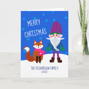 Cartes Pour Fêtes Annuelles Joyeux Noël aux flocons de neige renard gnome mign