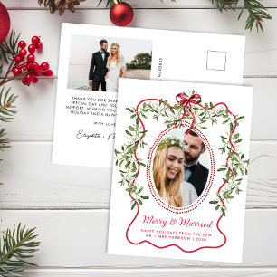 Cartes Pour Fêtes Annuelles Joyeux Noël aux jeunes mariés avec cadre ondulé po