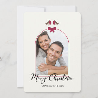 Cartes Pour Fêtes Annuelles Joyeux Noël aux merles et à l'arc ruban rouge