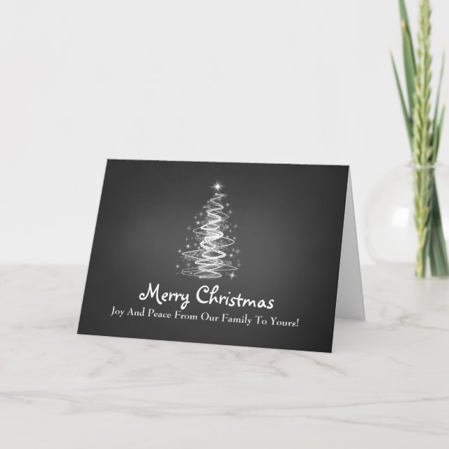 Cartes Pour Fêtes Annuelles Joyeux Noël avec des étincelles d'arbre en noir (Devant)