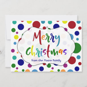 Cartes Pour Fêtes Annuelles Joyeux Noël avec des lettres et des points multico