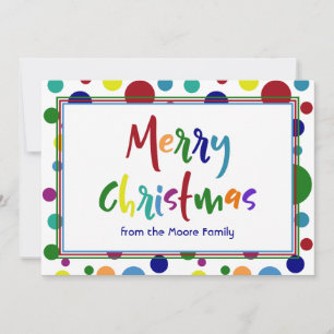 Cartes Pour Fêtes Annuelles Joyeux Noël avec des lettres et des points multico