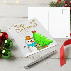 Cartes Pour Fêtes Annuelles Joyeux Noël avec des personnages dessinés à la mai