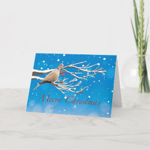 Cartes Pour Fêtes Annuelles Joyeux Noël avec la colombe à collier dans l'arbre