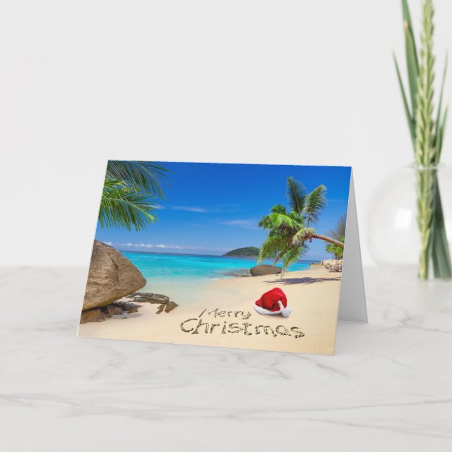 Cartes Pour Fêtes Annuelles Joyeux Noël Avec Le Chapeau Du Père Noël Dans Les  (Devant)