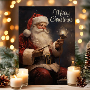 Cartes Pour Fêtes Annuelles Joyeux Noël avec le Père Noël Classique à la Lumiè