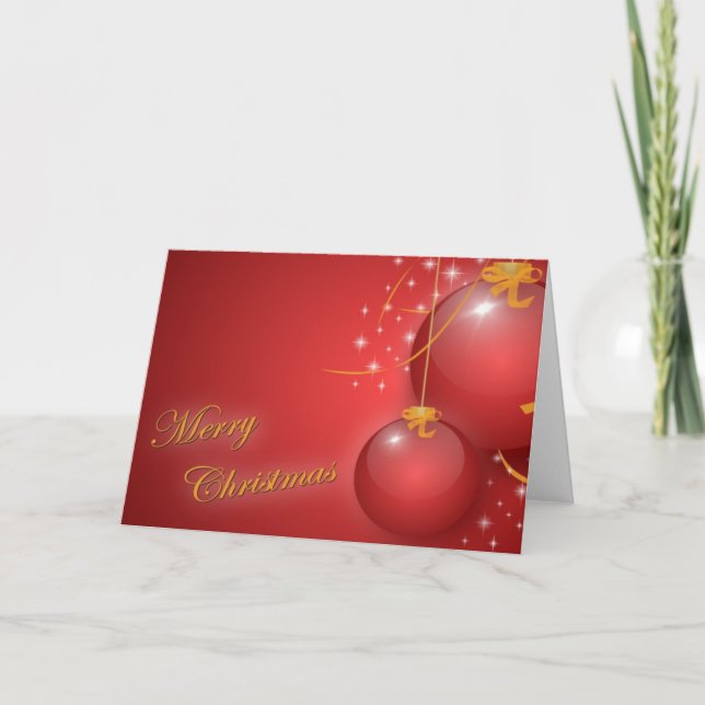 Cartes Pour Fêtes Annuelles Joyeux Noël avec les ornements rouges (Devant)