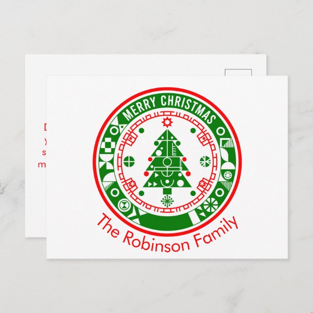 Cartes Pour Fêtes Annuelles Joyeux Noël avec nom de famille (Devant / Derrière)