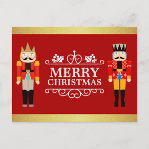 Cartes Pour Fêtes Annuelles Joyeux Noël avec Nutcrackers Red Gold Parties scin