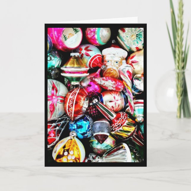 Cartes Pour Fêtes Annuelles Joyeux Noël Avec Ornements Anciens (Devant)