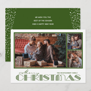 Cartes Pour Fêtes Annuelles Joyeux Noël avec plusieurs photos en vert