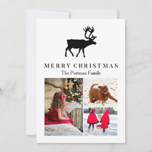 Cartes Pour Fêtes Annuelles Joyeux Noël avec Reindeer Ajouter Photos et Nom