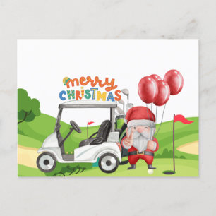 Cartes Pour Fêtes Annuelles Joyeux Noël avec sac de golf panier pour golfeur