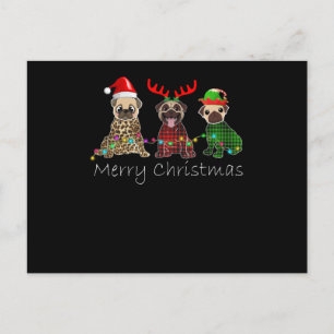 Cartes Pour Fêtes Annuelles Joyeux Noël avec trois chiens pug