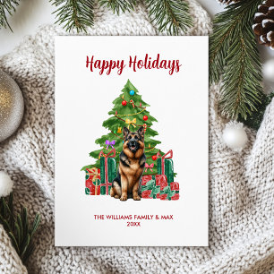 Cartes Pour Fêtes Annuelles Joyeux Noël avec un chien Berger Allemand mignon e