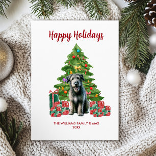 Cartes Pour Fêtes Annuelles Joyeux Noël avec un chien lévrier irlandais en fam