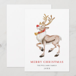 Cartes Pour Fêtes Annuelles Joyeux Noël avec un renne de dessin animé mignon