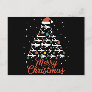 Cartes Pour Fêtes Annuelles Joyeux Noël Avion Vacances Arbre