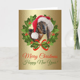 Cartes Pour Fêtes Annuelles Joyeux Noël Baby Nubian Goat Oil Peinture