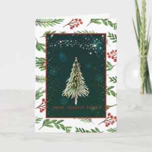 Cartes Pour Fêtes Annuelles Joyeux Noël, baie de houx, pin