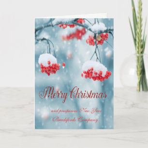 Cartes Pour Fêtes Annuelles Joyeux Noël Baies de Houx,Branches Neige
