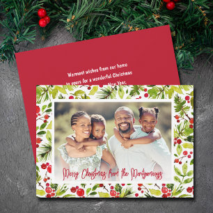 Cartes Pour Fêtes Annuelles Joyeux Noël Baies & Feuillage Photo