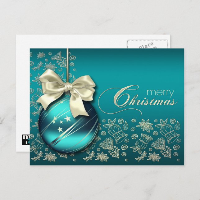 Cartes Pour Fêtes Annuelles Joyeux Noël. Bauble de Noël (Devant / Derrière)