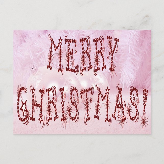 Cartes Pour Fêtes Annuelles Joyeux Noël Bauble et Stars Police (Devant)