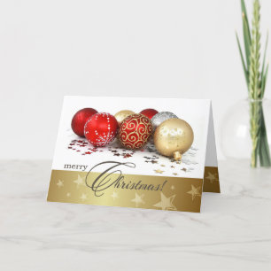 Cartes Pour Fêtes Annuelles Joyeux Noël. Baubles en or rouge