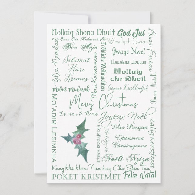 Cartes Pour Fêtes Annuelles Joyeux Noël Beaucoup de langues Typographie (Devant)