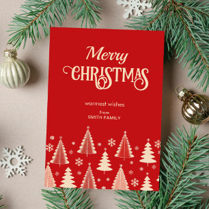 Cartes Pour Fêtes Annuelles Joyeux Noël, beige rouge du milieu du siècle