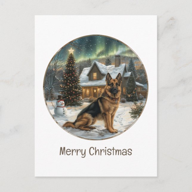 Cartes Pour Fêtes Annuelles Joyeux Noël berger allemand chien (Devant)