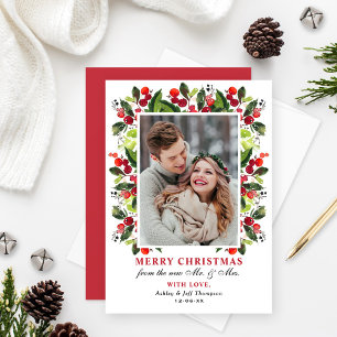 Cartes Pour Fêtes Annuelles Joyeux Noël Berries Mariage Photo