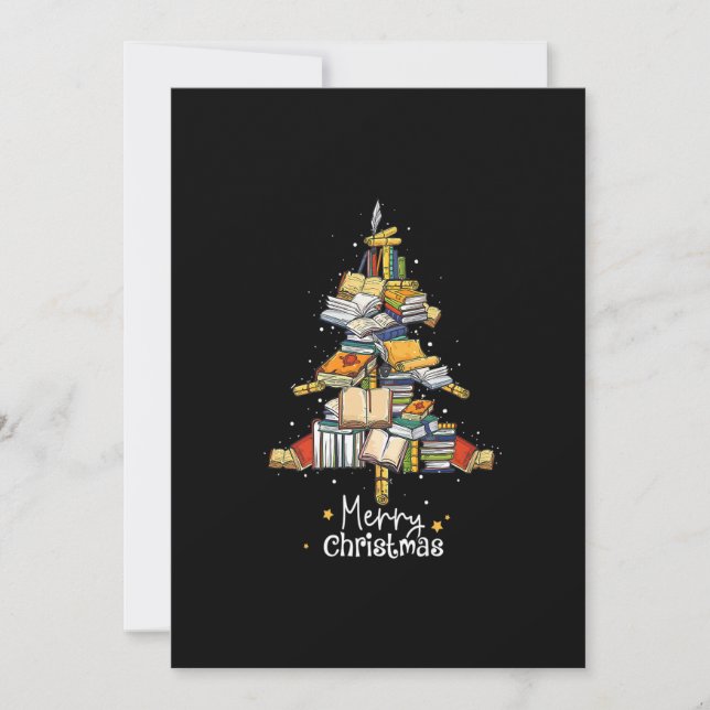 Cartes Pour Fêtes Annuelles Joyeux Noël Bibliothèque Arbre Mignon Amoureux de  (Devant)