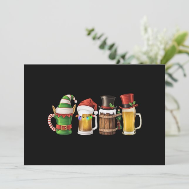 Cartes Pour Fêtes Annuelles Joyeux Noël Bières Boire Père Noël Amateur de Bièr (Debout devant)