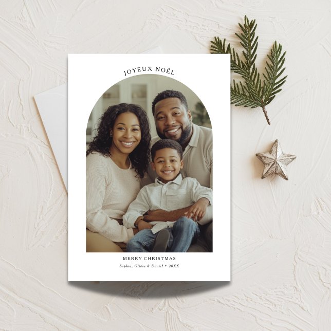 Cartes Pour Fêtes Annuelles Joyeux Noël Bilingual French Christmas Arch Photo (Créateur téléchargé)