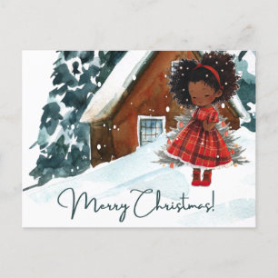 Cartes Pour Fêtes Annuelles Joyeux Noël Black Girl Melanin Girls Xmas Snow