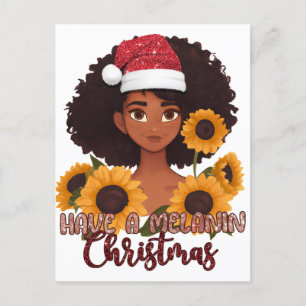 Cartes Pour Fêtes Annuelles Joyeux Noël Black Melanin Femme Xmas Afro Tree