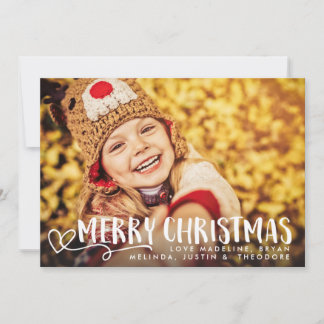 Cartes Pour Fêtes Annuelles Joyeux Noël blanc 2018 Superposition photo de vaca