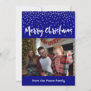 Cartes Pour Fêtes Annuelles Joyeux Noël blanc avec les confettis 3 de marine