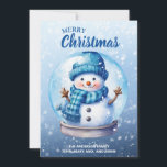Cartes Pour Fêtes Annuelles Joyeux Noël Blanc Bleu Snowman<br><div class="desc">Carte de voeux de Noël personnalisable "Joyeux Noël" avec un bonhomme de neige mignon à l'intérieur d'un globe de neige sur un arrière - plan bleu doux. Personnalisez avec votre nom de famille et tout autre texte que vous choisissez. Contactez-moi pour obtenir de l'aide sur vos personnalisations ou pour demander...</div>