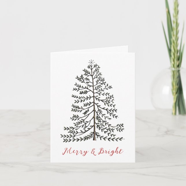 Cartes Pour Fêtes Annuelles Joyeux Noël blanc Festif Arbre d'hiver (Devant)