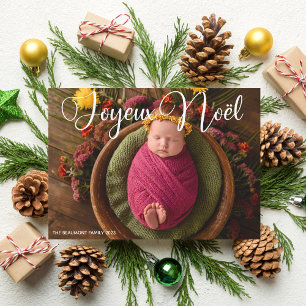Cartes Pour Fêtes Annuelles Joyeux Noël blanc Script bébé photo Noël